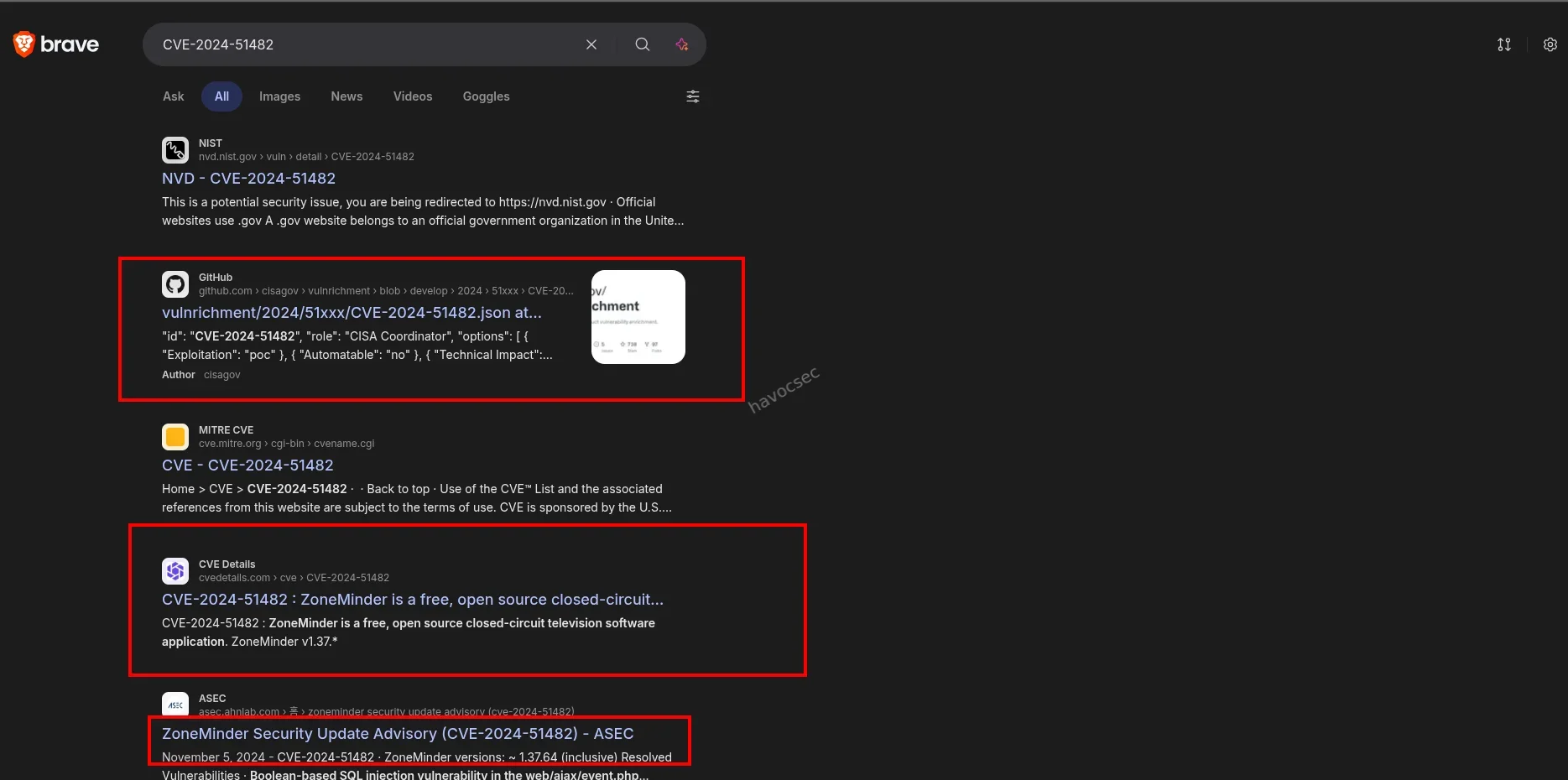 CVE research results for ZoneMinder 1.37.63