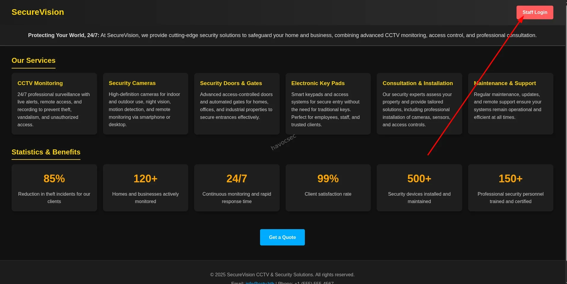 CCTV web application homepage on HackTheBox