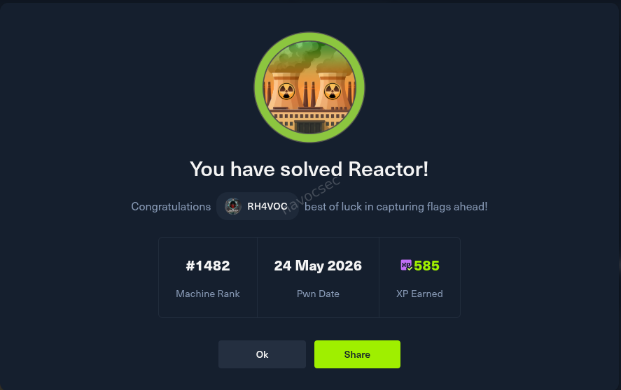 Hackthebox Reactor Complete Writeup - CVE-2025-55182 Next.js RCE, SQLite Credential Dump, MD5 Cracking & Node.js Inspector PrivEsc