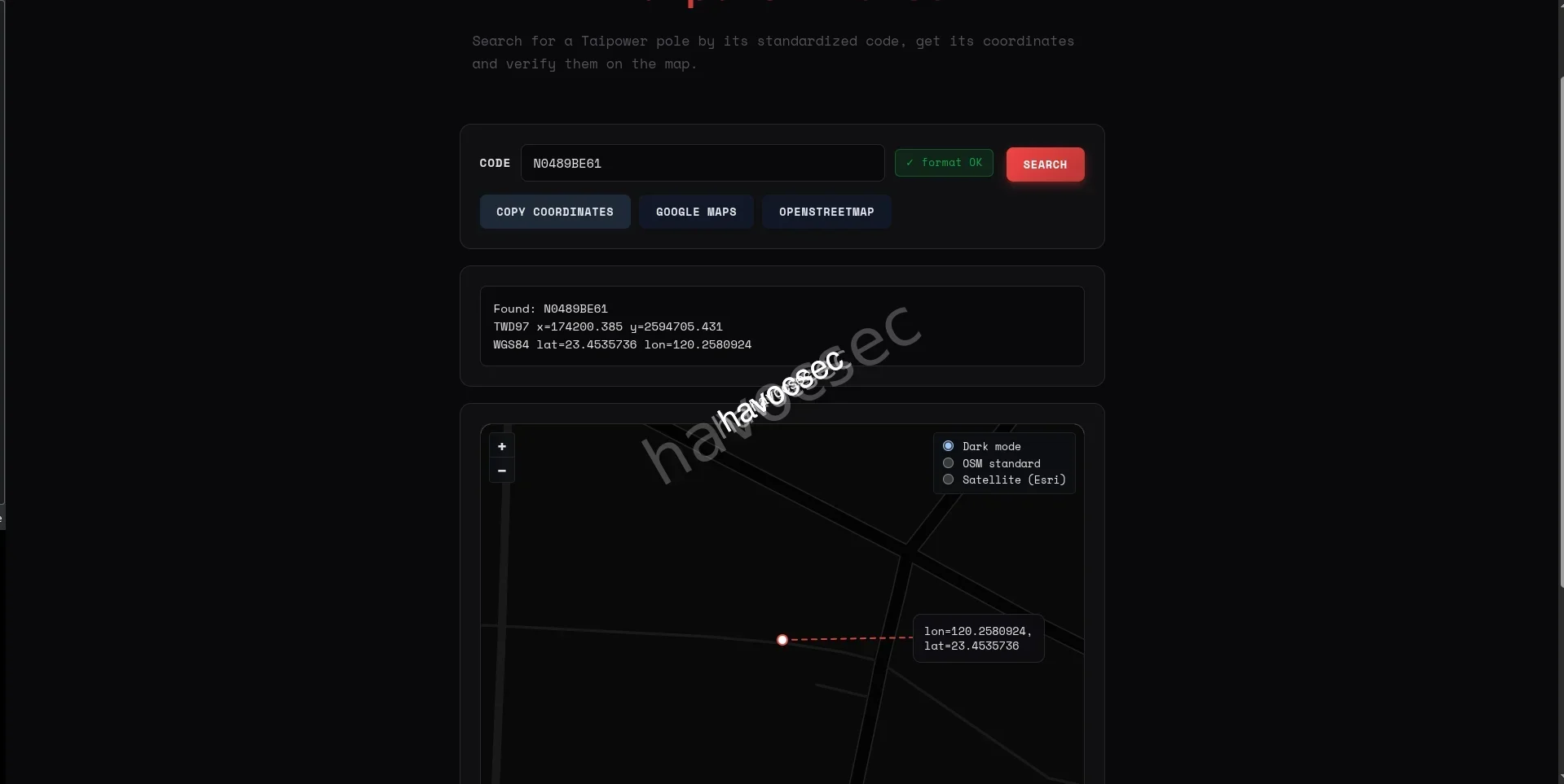 the coordinates